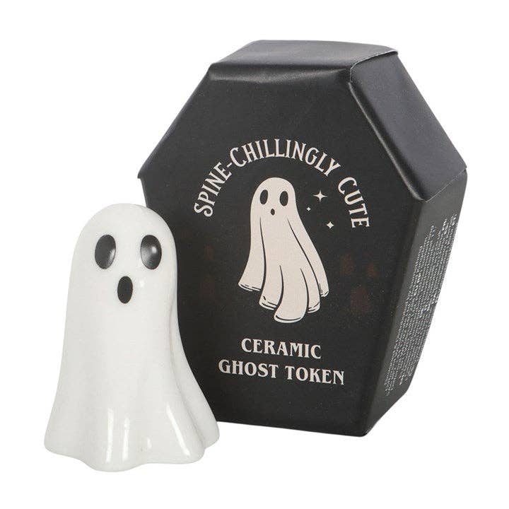 Ensemble de 24 fantômes de poche en céramique pour Halloween dans un présentoir