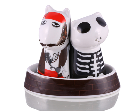 Salière et poivrière Pirates Chien et chat