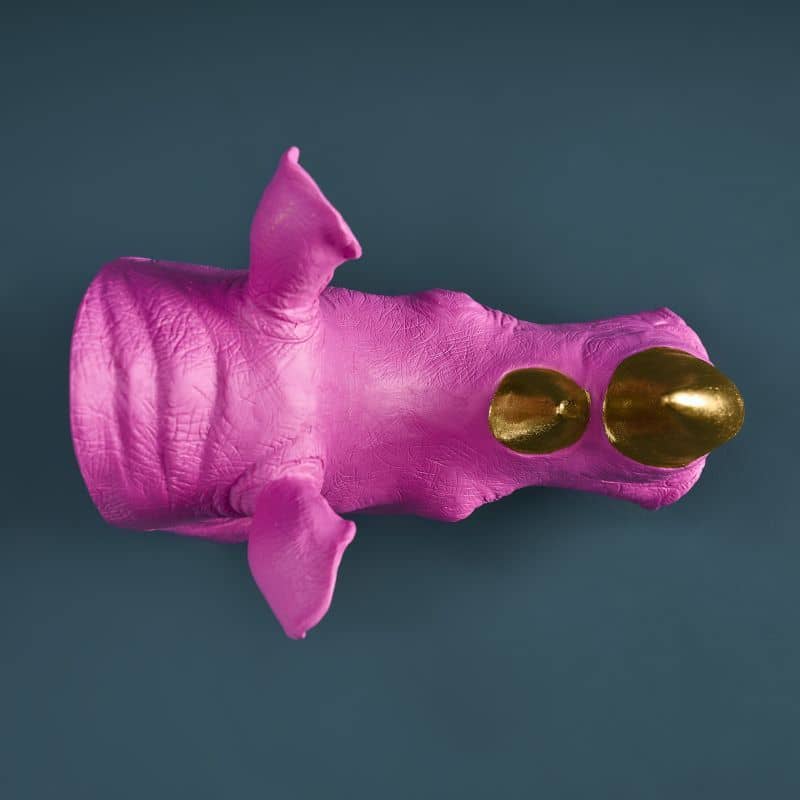 S/2 Rhinoceros Bookends, Magenta, 39.5 x 14.2 x 20.5 cm