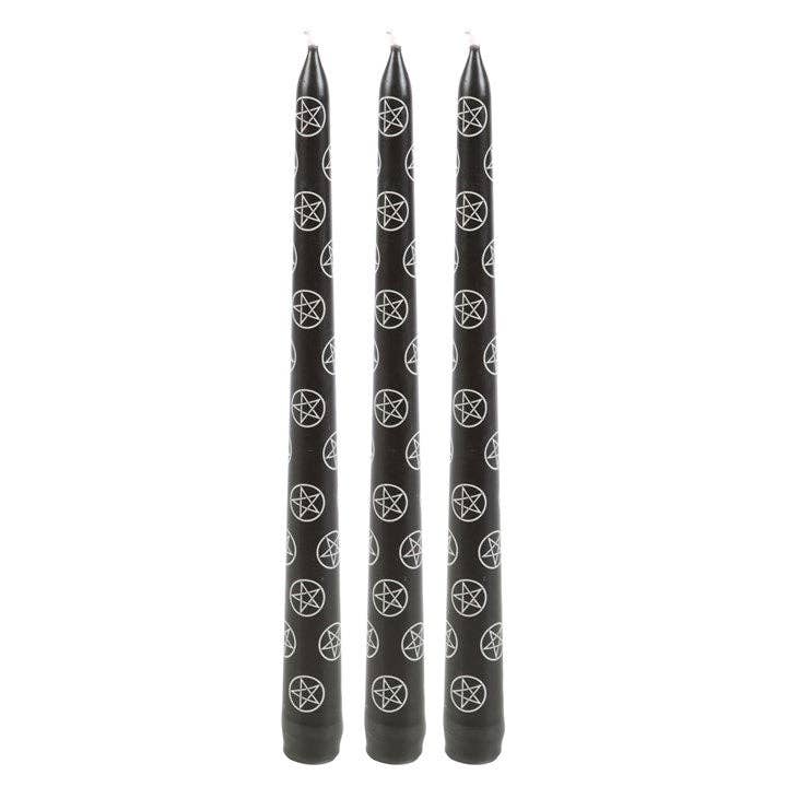 Ensemble de 3 bougies coniques Black Magic Pentagram