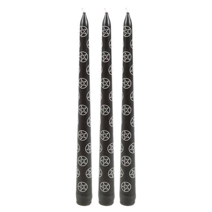 Ensemble de 3 bougies coniques Black Magic Pentagram