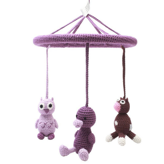 Mobile with owl, cow and duck