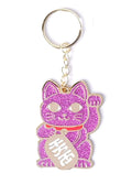 Porte-clés Chat Chanceux Rose Pailleté