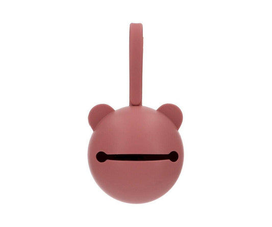 Silicone Soother Holder Dusty Pink Bear