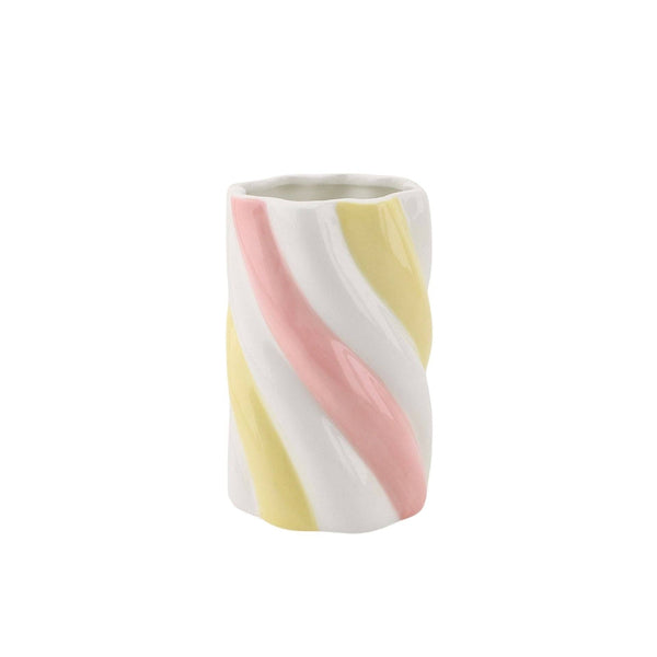 Vase - Marshmallow - Yellow/Pink/White - 10x10x15cm