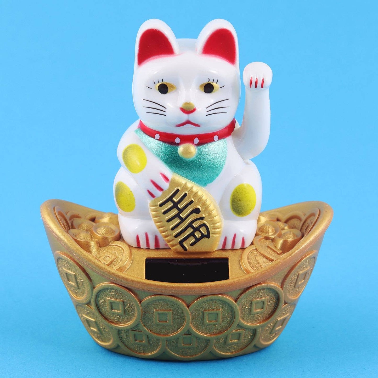 White Solar Lucky Cat 10cm