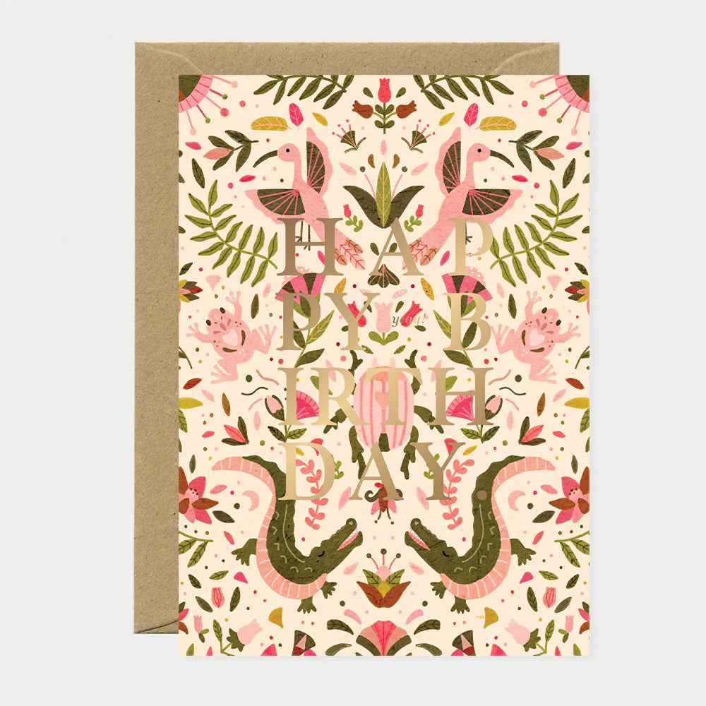 Happy birthday Pink Croco - Greeting card