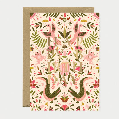 Happy birthday Pink Croco - Greeting card