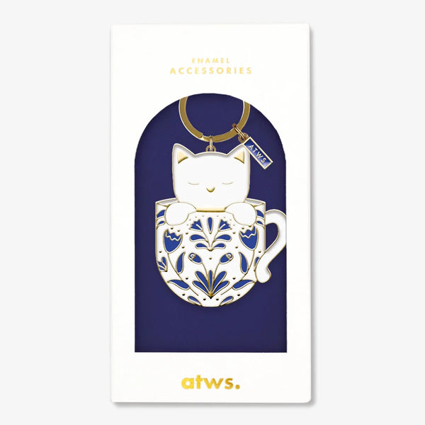 Cat in a mug - Keychain