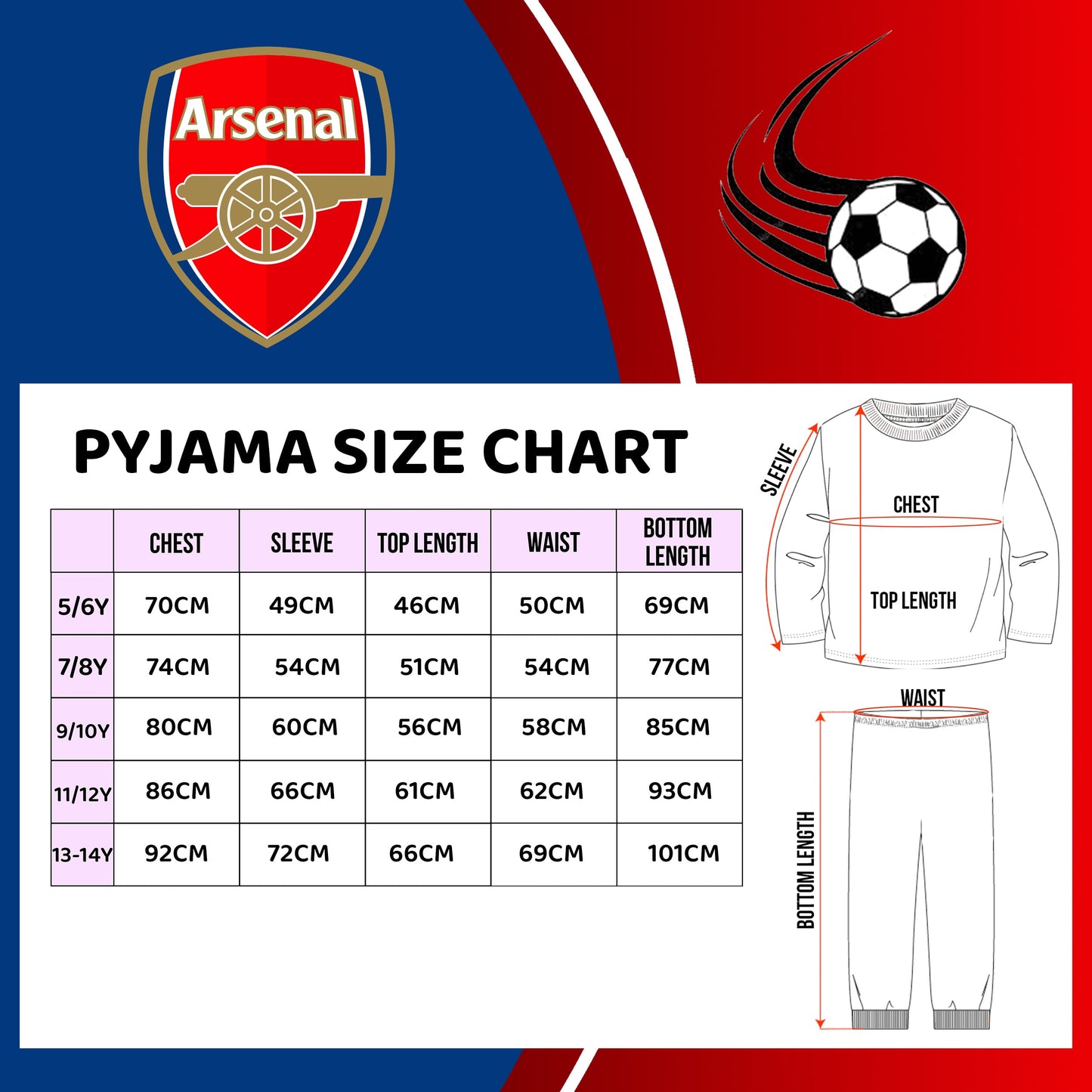 Arsenal F.C. Personalised Pyjamas Red