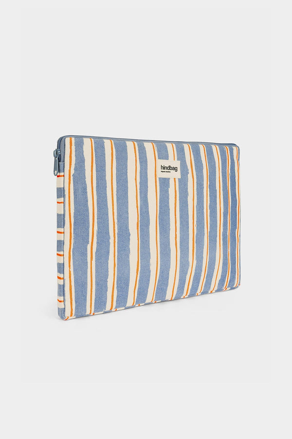 Ava Laptop Sleeve Orange and Blue Stripes