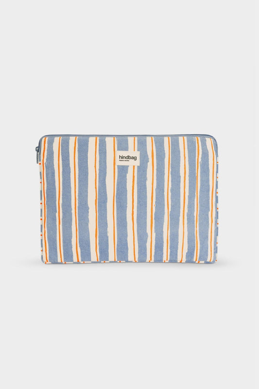 Housse d'ordinateur Ava Rayures Orange et Bleu