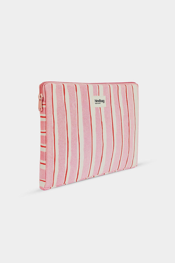 Ava Laptop Sleeve Red and Pink Stripes