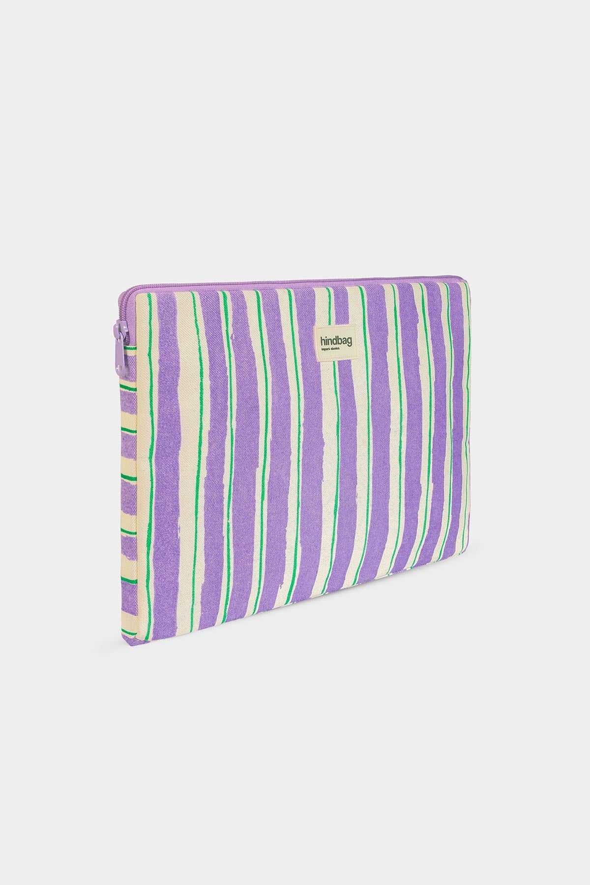Ava Laptop Sleeve Green and Parma Stripes