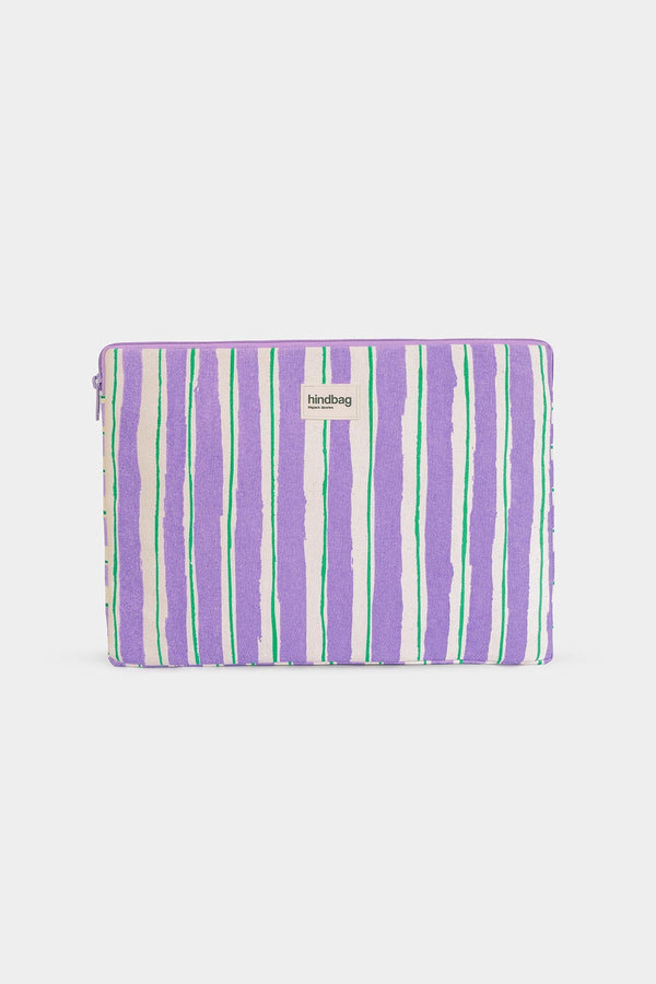Ava Laptop Sleeve Green and Parma Stripes