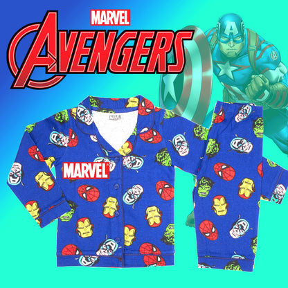 MARVEL Kids Pyjamas - Blue with Buttons