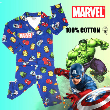 MARVEL Kids Pyjamas - Blue with Buttons