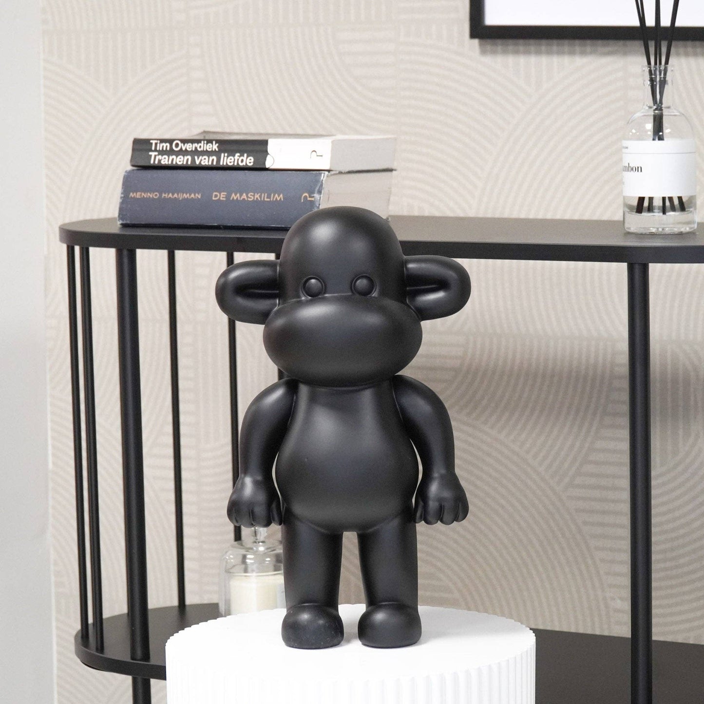 Ornement - Figurine Singe 'La Légende' - Résine - Noir - 33x21x50cm