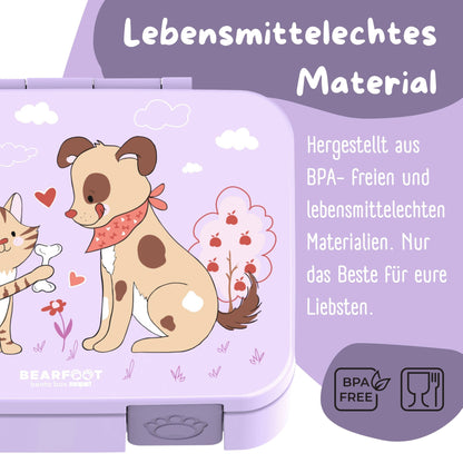 Bento Box with Compartments, Leakproof - Dog & Cat Purple