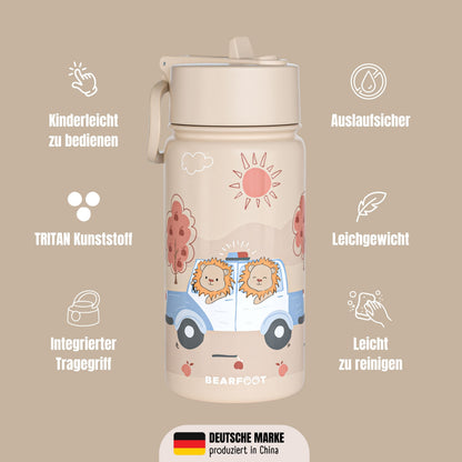 Thermo Kids' Stainless Steel Water Bottle - Police brown