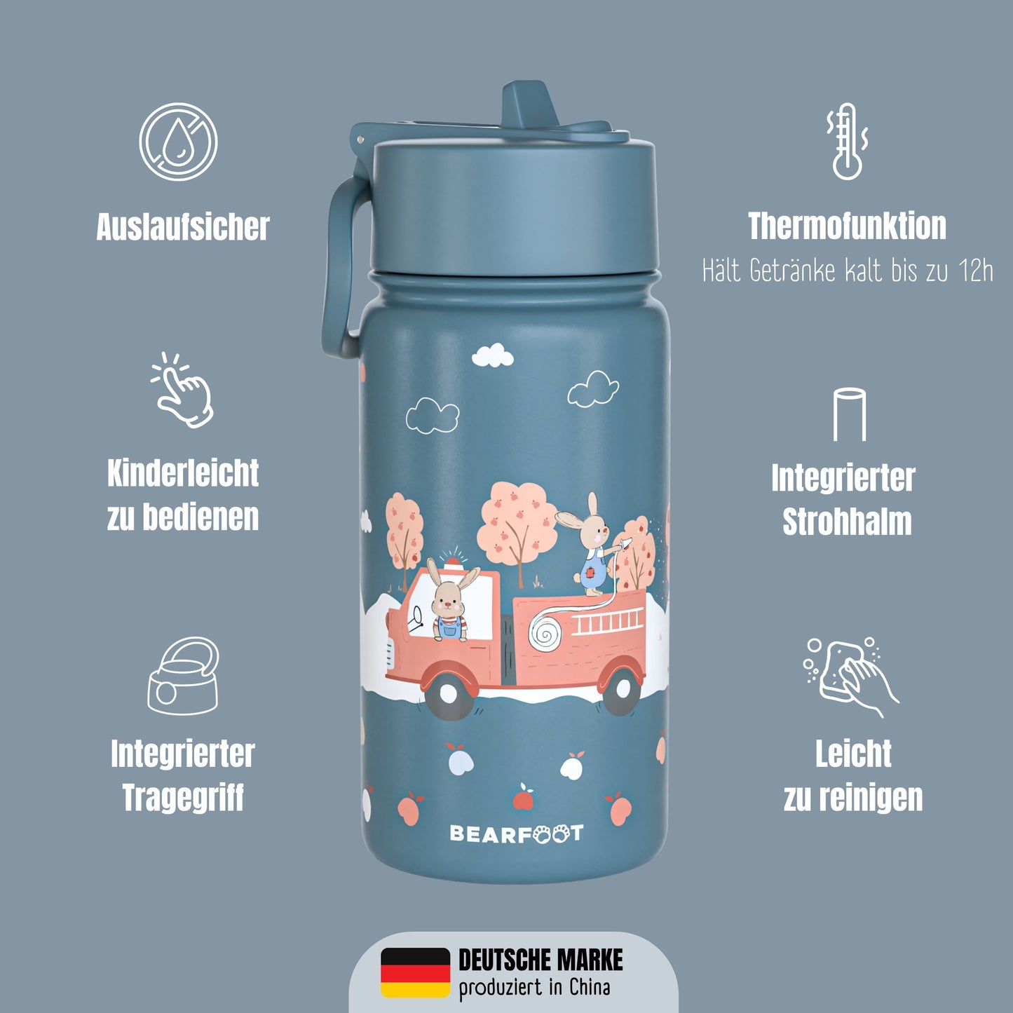 Thermo Kinder Trinkflasche Edelstahl - Feuerwehr