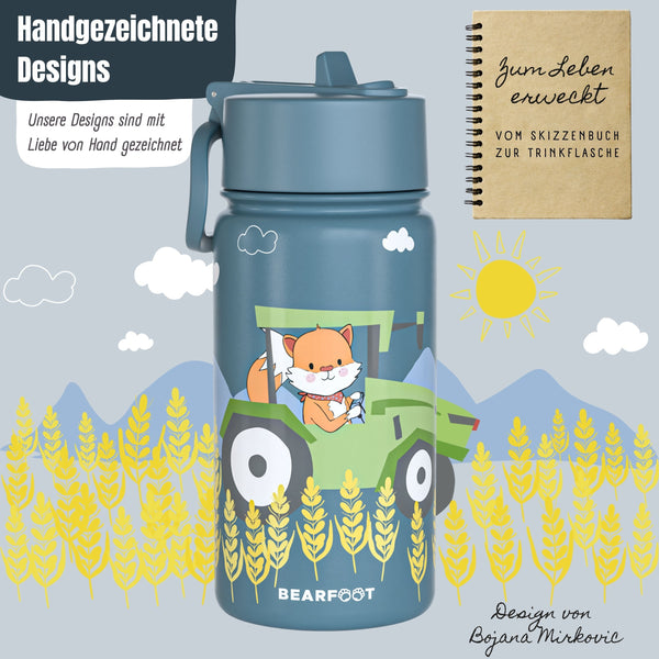 Thermo Kids Stainless Steel Drinking Bottle - Tractor