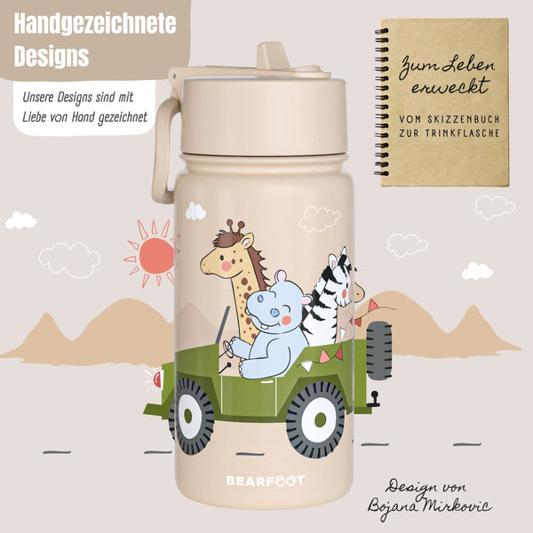 Thermo Kids' Stainless Steel Water Bottle - Safari Brown