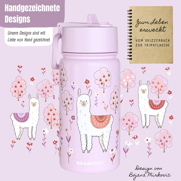 Thermo Kids Water Bottle Stainless Steel - Llama Purple