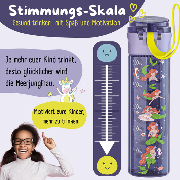 Trinkflasche Kinder, 500ml, leicht - Meerjungfrau-lila