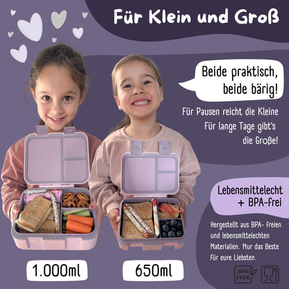 Compartmented lunch box, lightweight & leak-proof - Unicorn purple