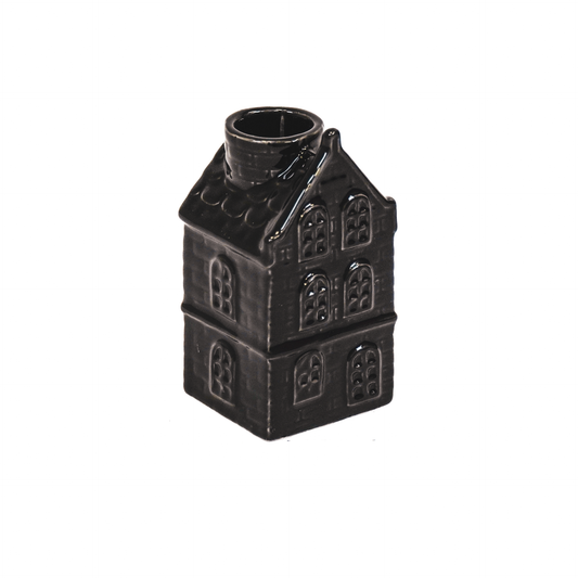 Candlestick - Home - Ceramic - Black - 6x5.5x11cm