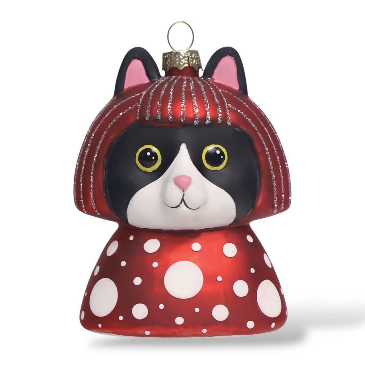 Yayoi Kusameow Kusama Black and White Cat Christmas Ornament