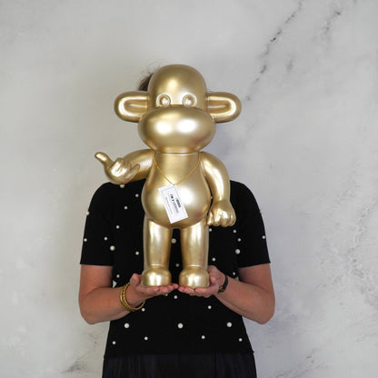 Ornement - Figurine Singe Hang Loose 'La Légende' - Polyrésine - Or - 33x21x50cm