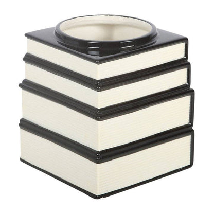 Vase en forme de pile de livres Magick avec chat noir