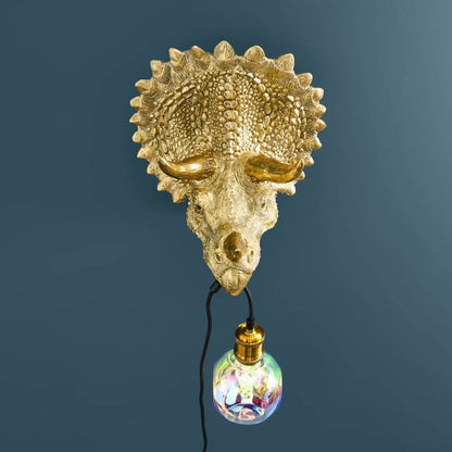Triceratops Cera Gold wall light, resin, 31.5 x 28.5 cm