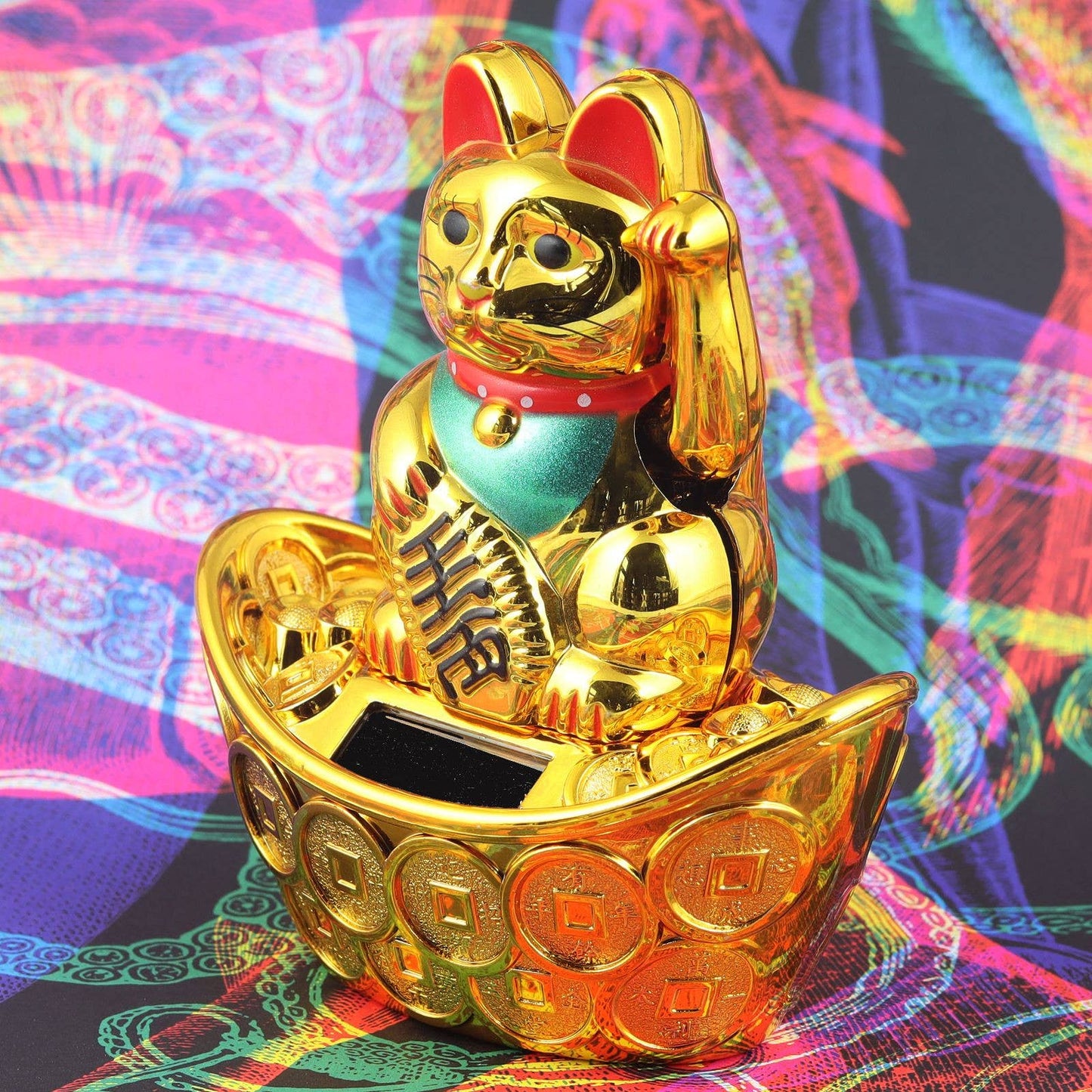 Lucky golden solar cat 10cm