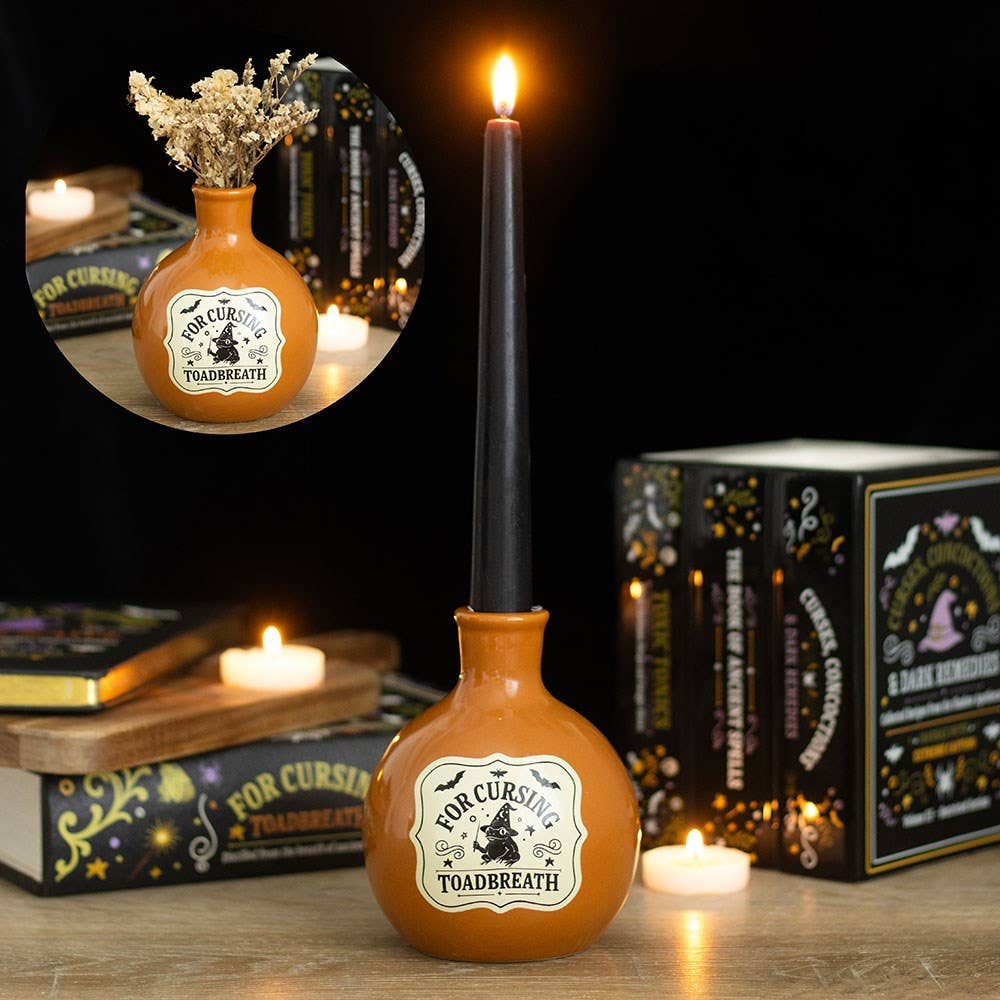 Vase-bouteille de potion « Souffle-de-crapaud » et porte-bougie