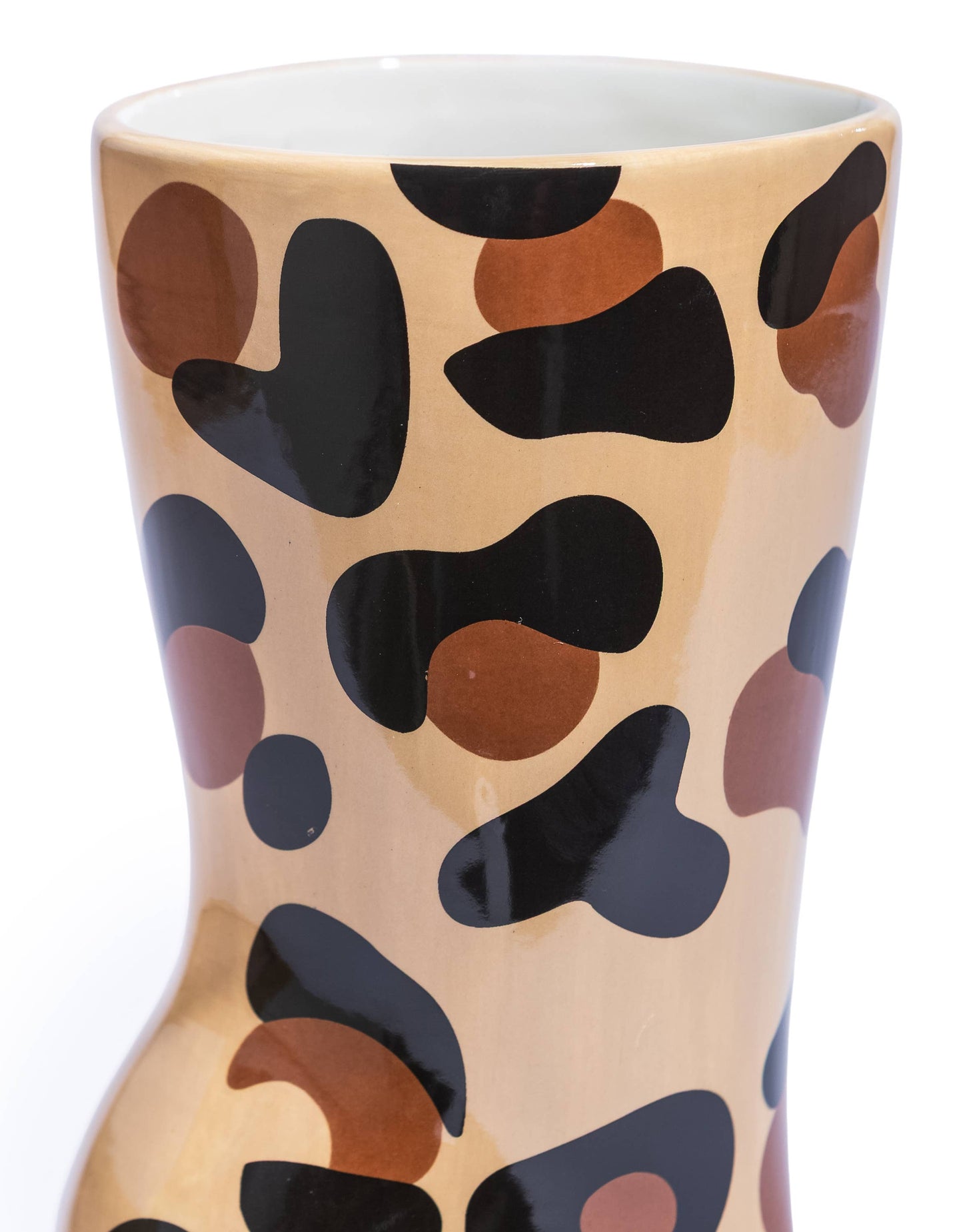 Ceramic high-heel boot vase, leopard print