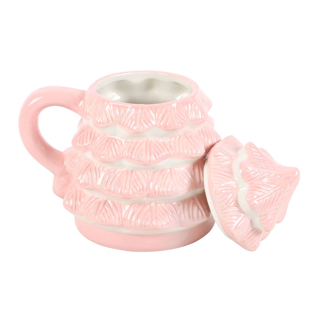 Pink Christmas tree shaped mug