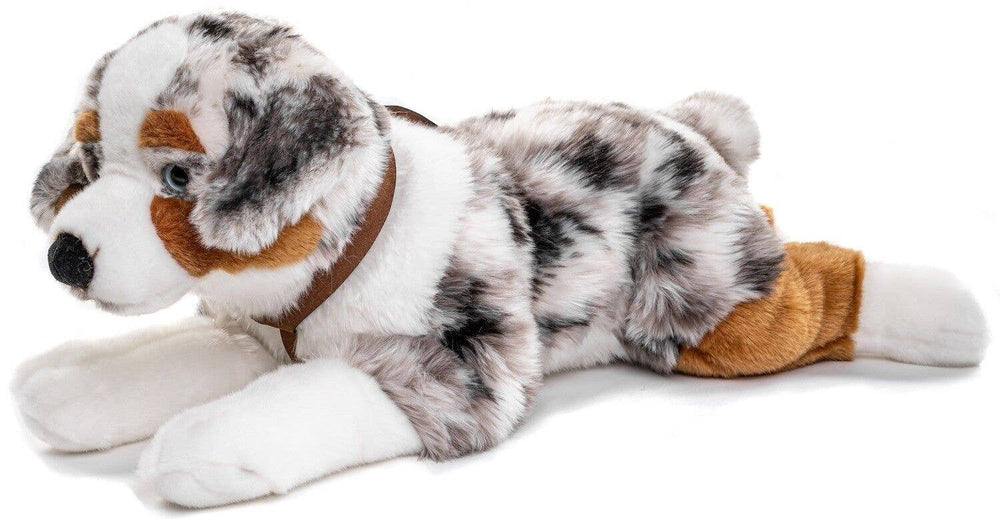 Grande Peluche Berger Australien Allongé avec Harnais Uni Toys – 63 cm