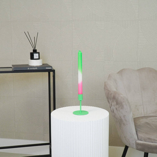 Candlestick - Basic - Metal - Neon Green - 8x8x10cm