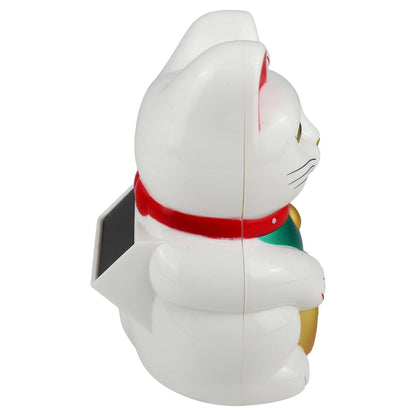 Solar Lucky Cat White 10.5 cm