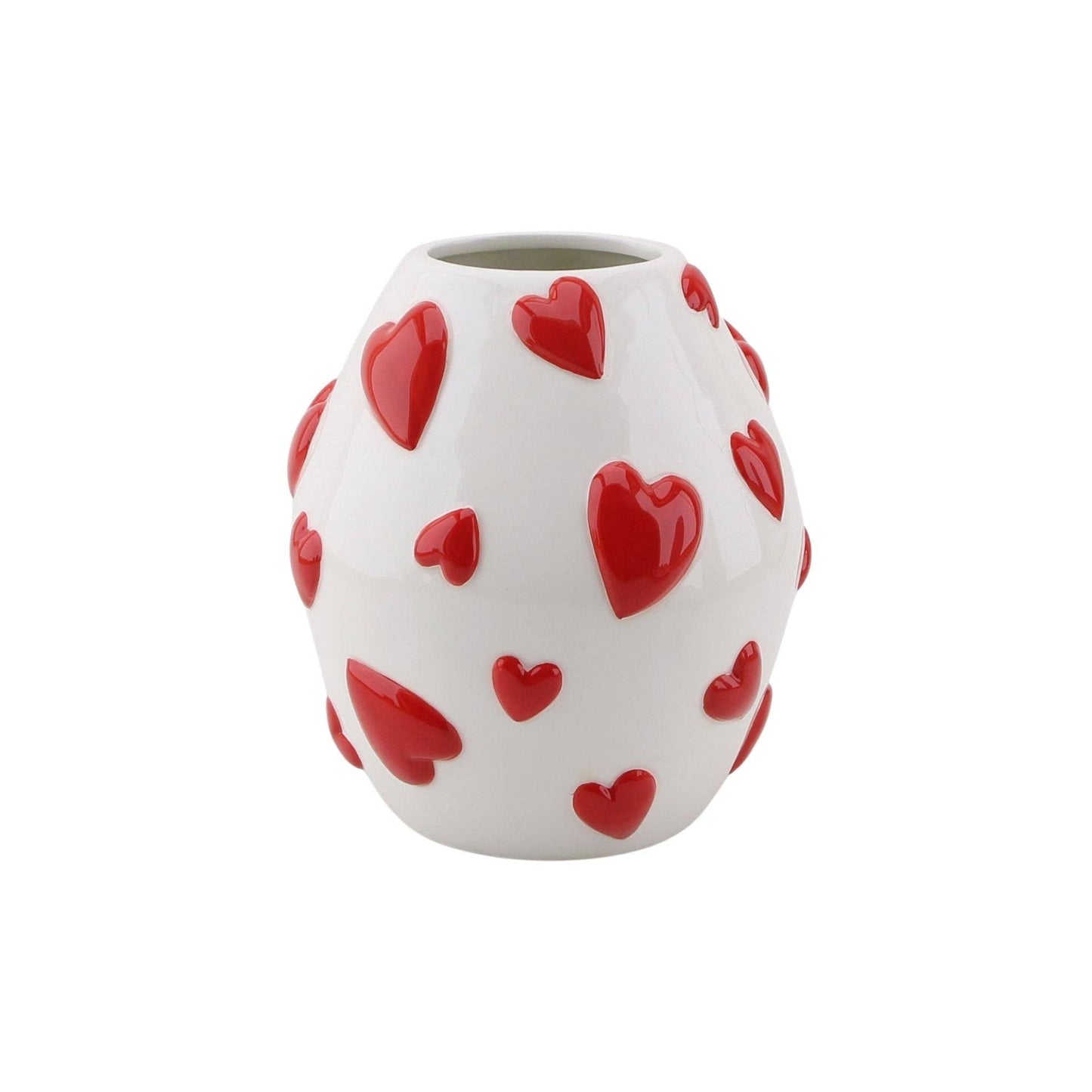 Hearts Flower Vase - White/Red