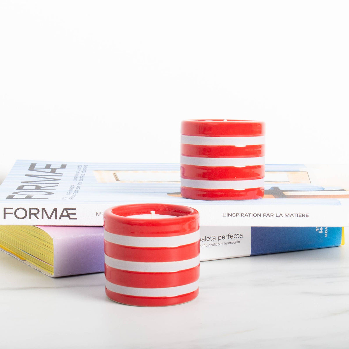 Portacandele in ceramica tropicale, confezione da 2