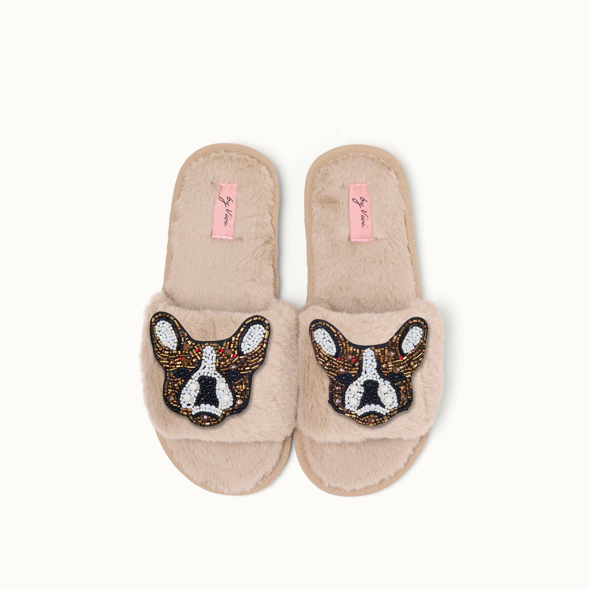 Coppia di spille a forma di pantofole - Bulldog francese