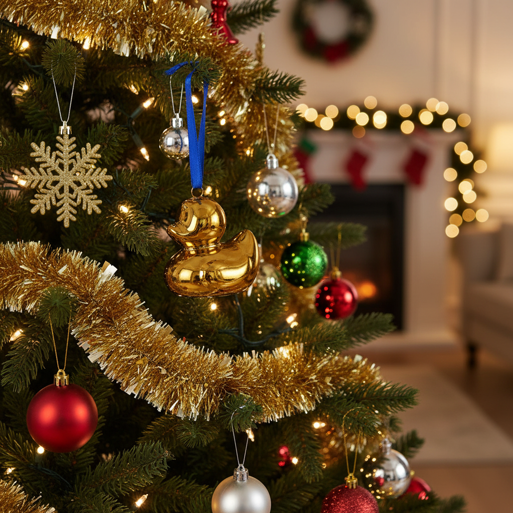 Golden Duck Christmas Decoration