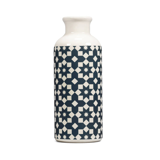 Ceramic vase, designer, dark blue, grey