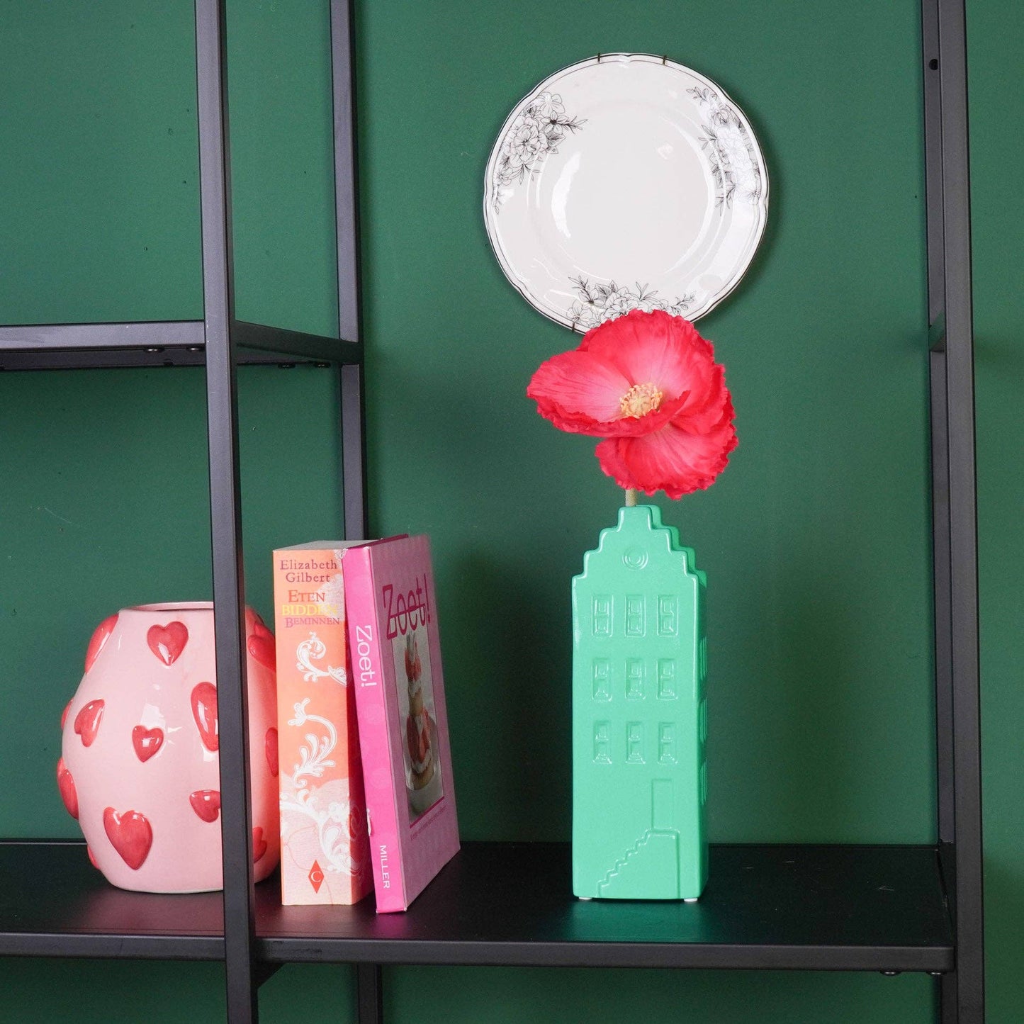 Vase à fleurs - Vase de maison - Céramique - Vert mer 7,5x6x23 cm
