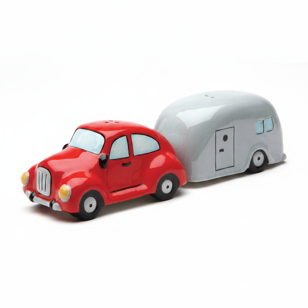 Ceramic Salt and Pepper Shaker Set for Car and Trailer 8626