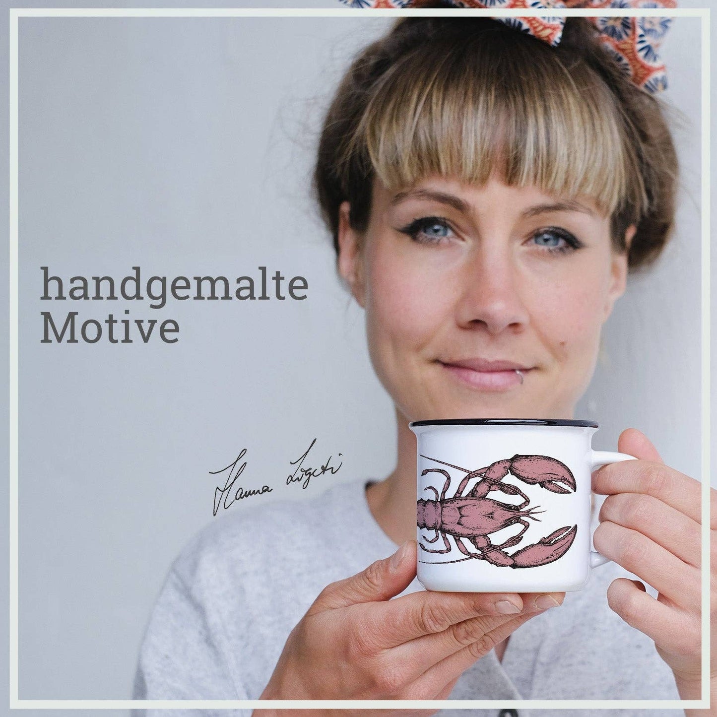 Ceramic mug with lobster